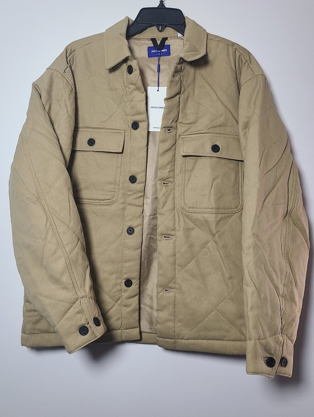 Jack & Jones Quilted Tan Jacket - Men's Lightweight Coat Size Large